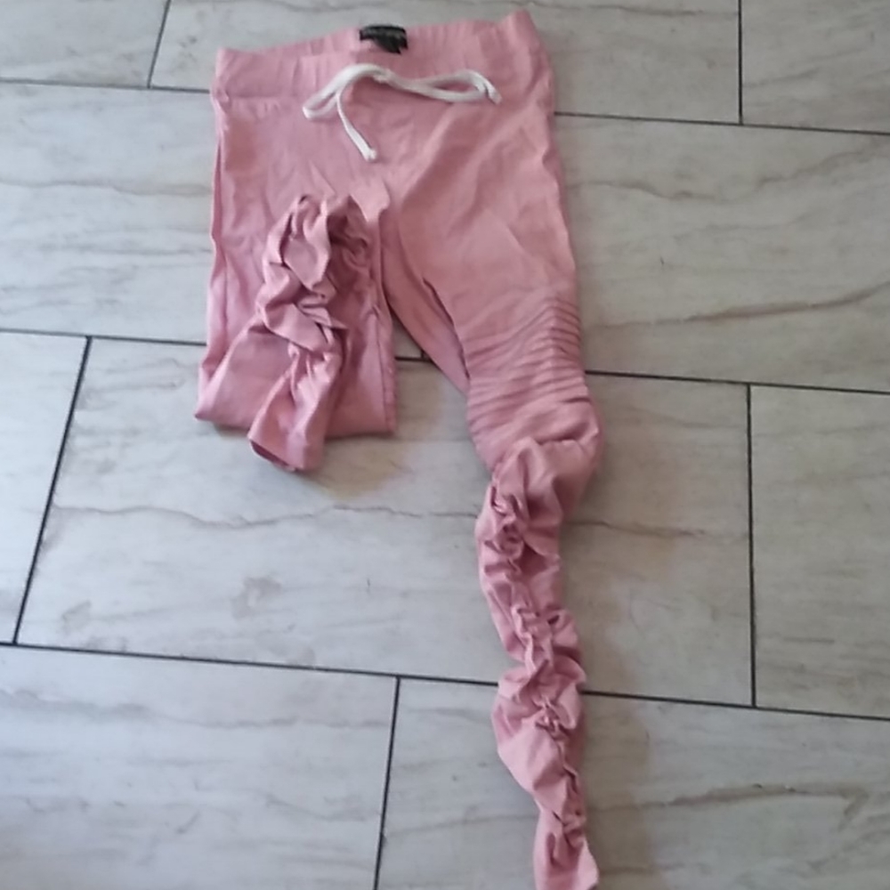 Summer pink scrunchie pants